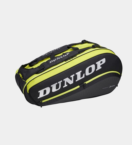 תיק טניס Dunlop SX-Performance 8R | דנלופ בצבעים שחור וירוק עם לוגו דנלופ בולט