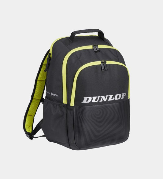 תיק אימון טניס Dunlop SX-Performance Backpack | דנלופ בצבע שחור עם פרטים צהובים ועיצוב מודרני.