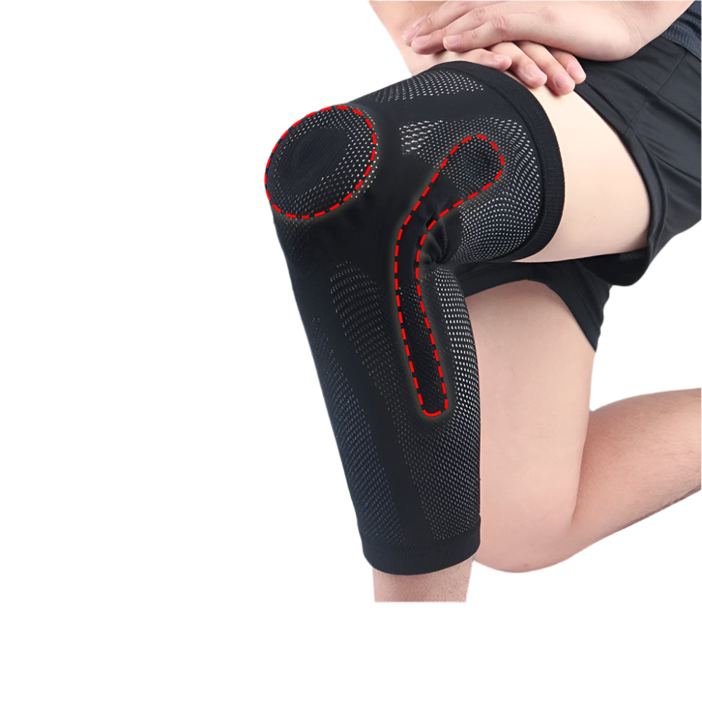 מגן ברכיים ללא החלקה תומך ברך לשיכוך כאבי מפרקים - דגם שחור עם חומרים איכותיים ועיצוב תומך.