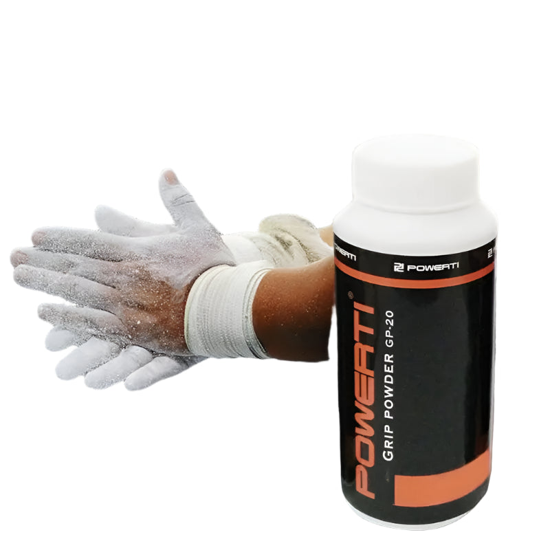 אבקה נגד החלקה ספורט גיר מגנזיום עם ידיים מצופות באבקה צמודות לבקבוק