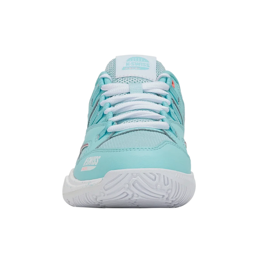 מבט חזיתי של נעלי פאדל K-Swiss Tura Team Padel לנשים בצבע טורקיז