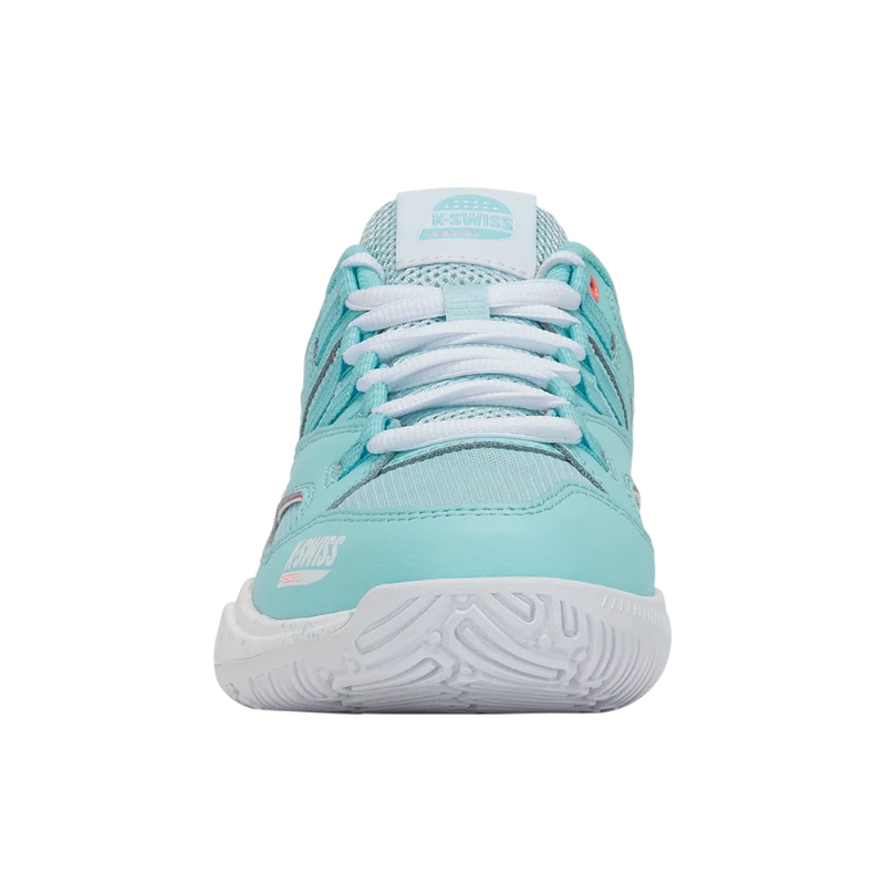 מבט חזיתי של נעלי פאדל K-Swiss Tura Team Padel לנשים בצבע טורקיז