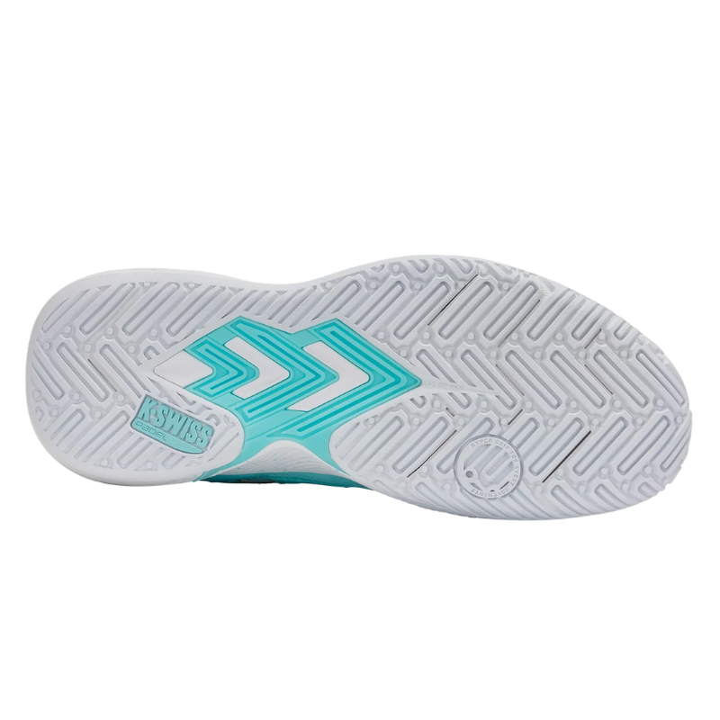 סוליית נעלי פאדל לנשים K-Swiss Tura Team Padel למגרש פאדל בצבע אפור וטורקיז