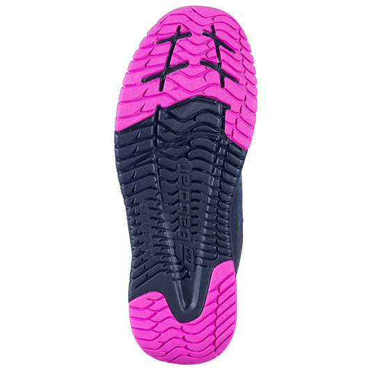 סוליה של נעלי טניס לילדים Babolat Pulsion All Court Kid White Black | בבולט בצבעים שחור ואדום.