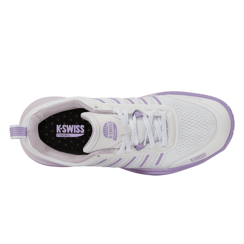 מבט מלמעלה על נעלי פאדל K-Swiss Ultra Court Padel לנשים בצבע לבן