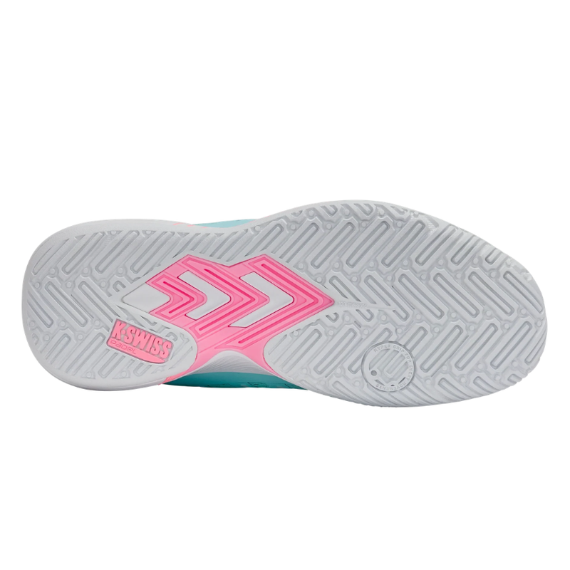 סוליית נעלי פאדל לנשים K-Swiss Ultra Court Padel למגרש פאדל בצבע ורוד ותורכיז