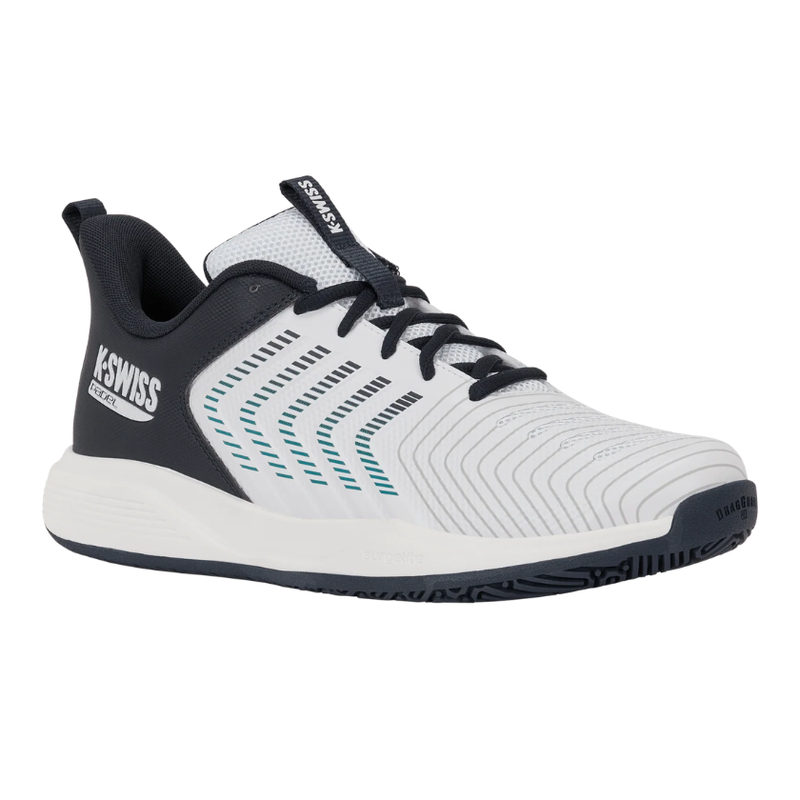 נעלי פאדל K-Swiss Ultrashot Light Padel לגברים - מבט מהצד החיצוני עם פסים בתורכיז