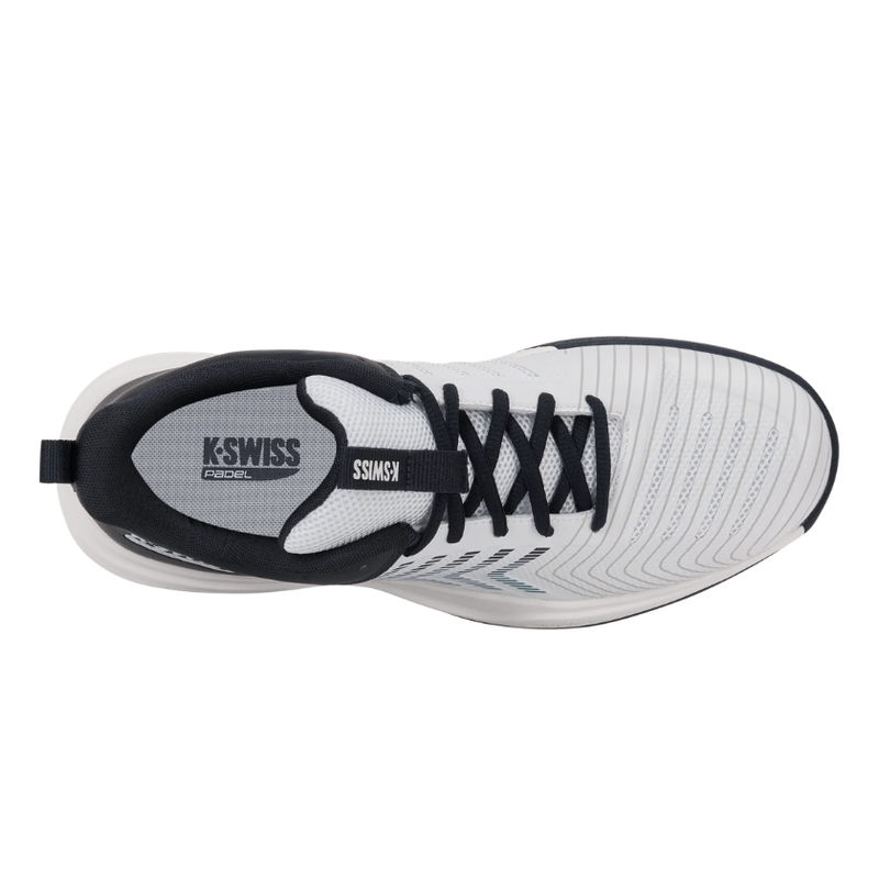 מבט מלמעלה על נעלי פאדל K-Swiss Ultrashot Light Padel לגברים בצבע לבן وشרוכים שחורים