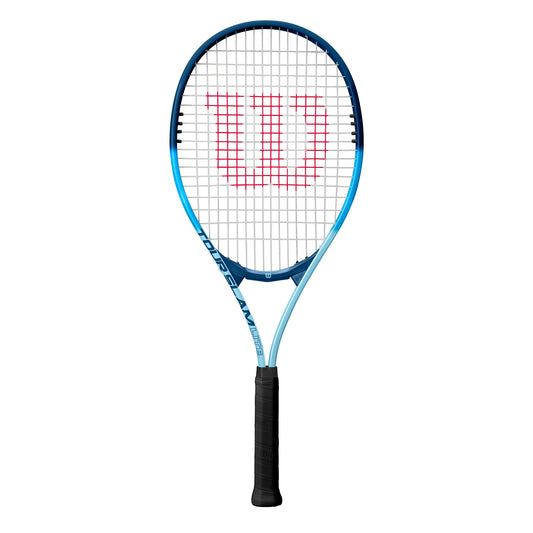 מחבט טניס Wilson Tour Slam Lite | וילסון עם עיצוב בצבעים כחול ולבן, הראש הגדול מספק נוחות ועוצמה.