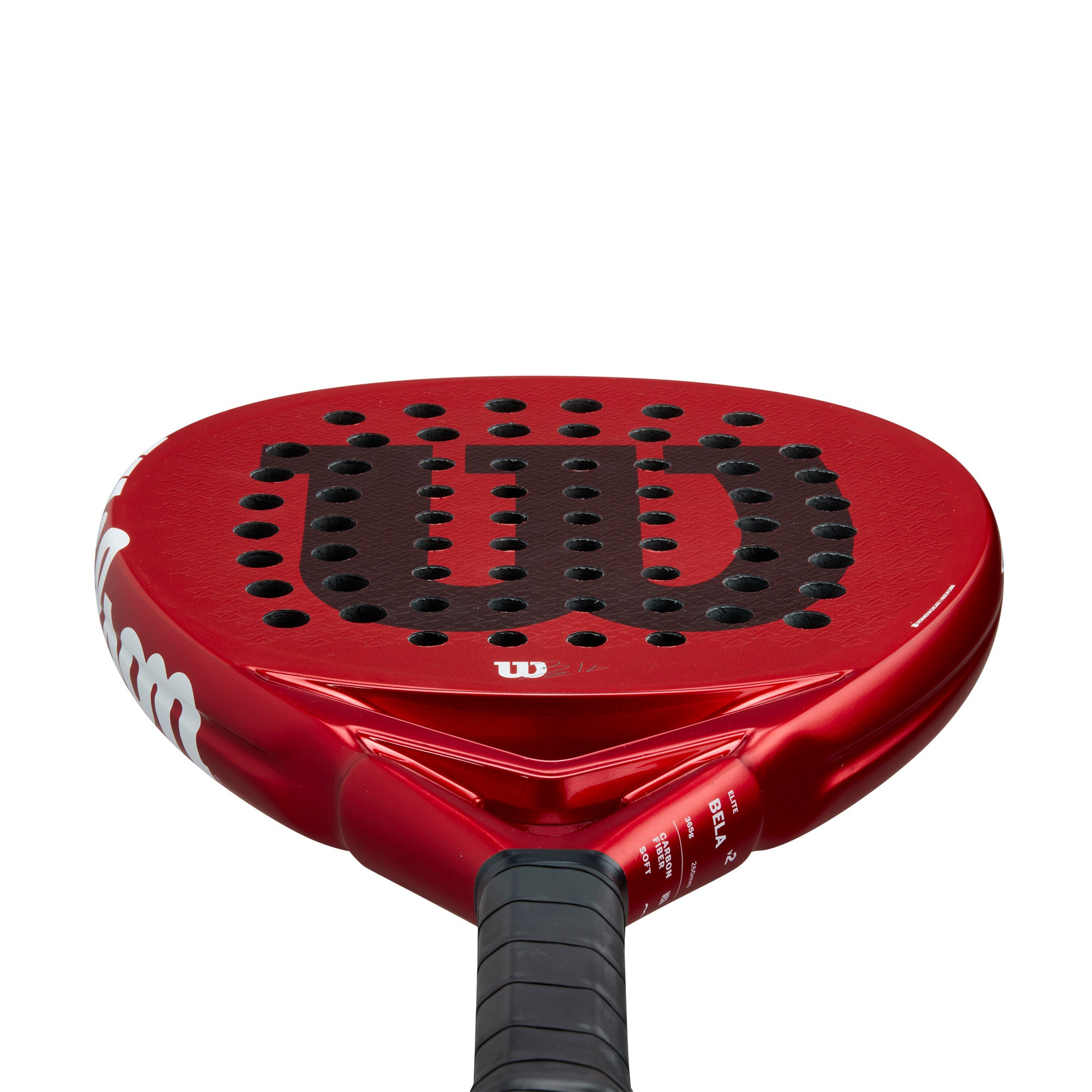 מחבט פאדל Wilson Bela Elite V2.5 Padel | וילסון - צילום עליון של מחבט פאדל אדום עם לוגו ווילסון.
