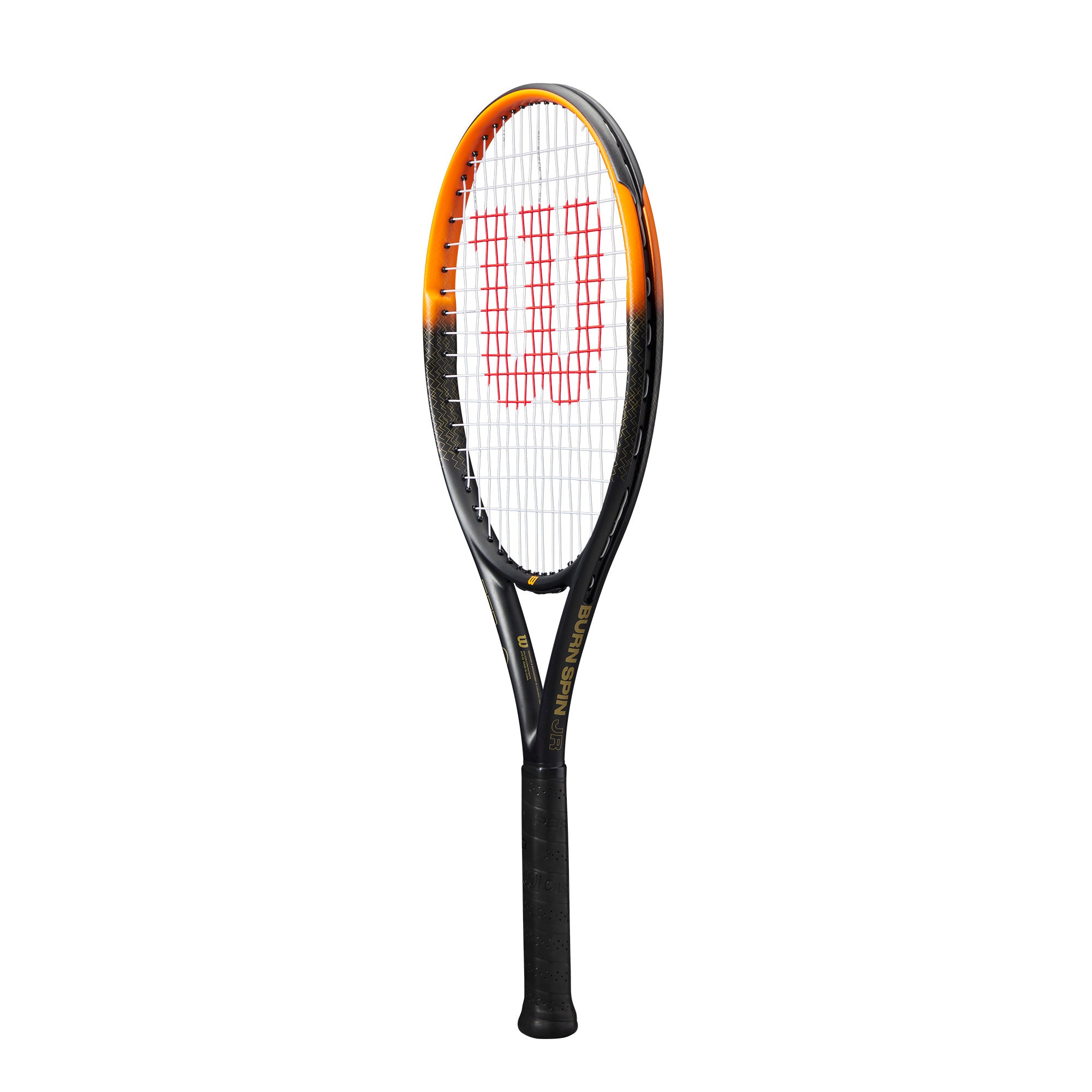 מחבט טניס לילדים Wilson Burn Spin Jr 26 Tennis Racket | וילסון המוצג בתמונה עם עיצוב בולט.