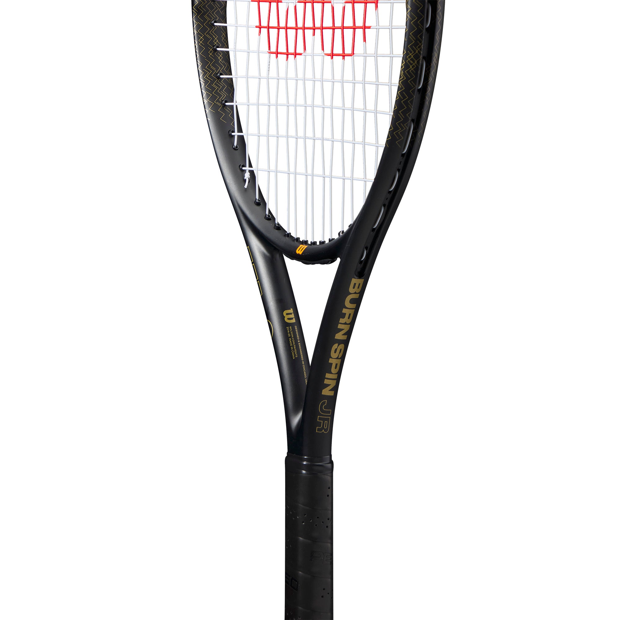 מחבט טניס לילדים | Burn Spin Jr 25 Tennis Racket מבט מקרוב על היתוך חזק לשחקנים צעירים עם טכנולוגיית Spin Effect.