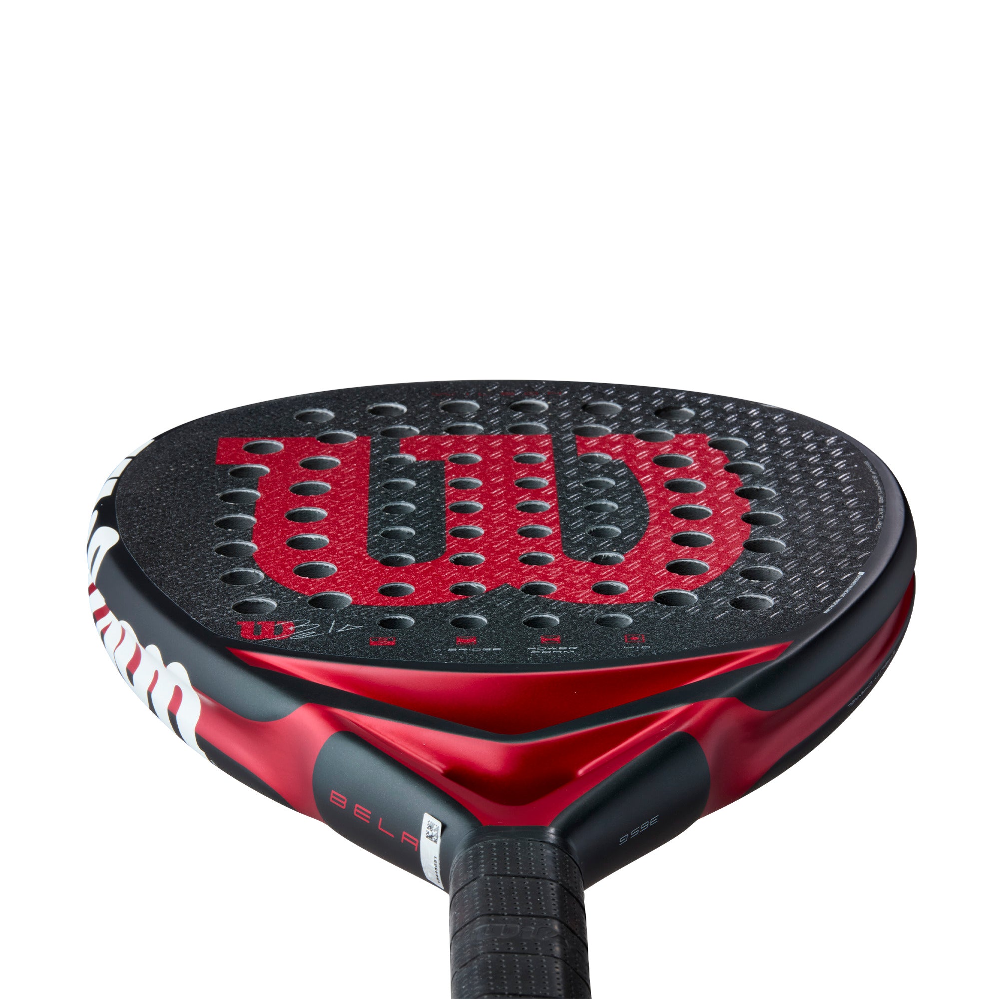 מחבט פאדל Wilson Bela V3 Padel Racket | וילסון - עיצוב חדשני עם לוגו וילסון בצבעים שחור ואדום.