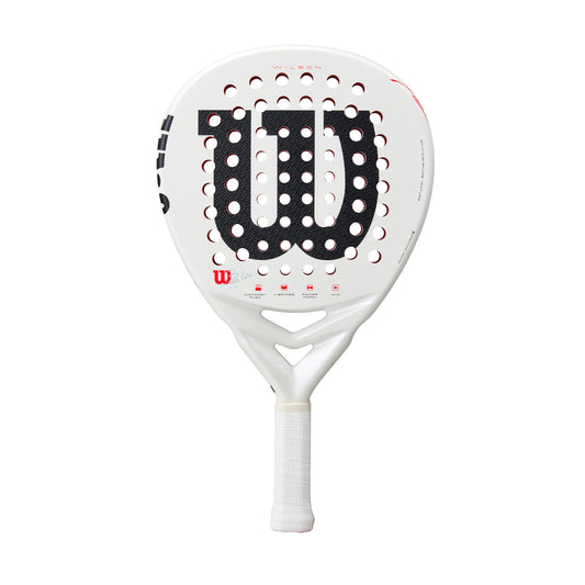 מחבט פאדל Wilson Bela LS V3 Padel Racket | וילסון עם עיצוב לבן ולוגו וילסון שחור.