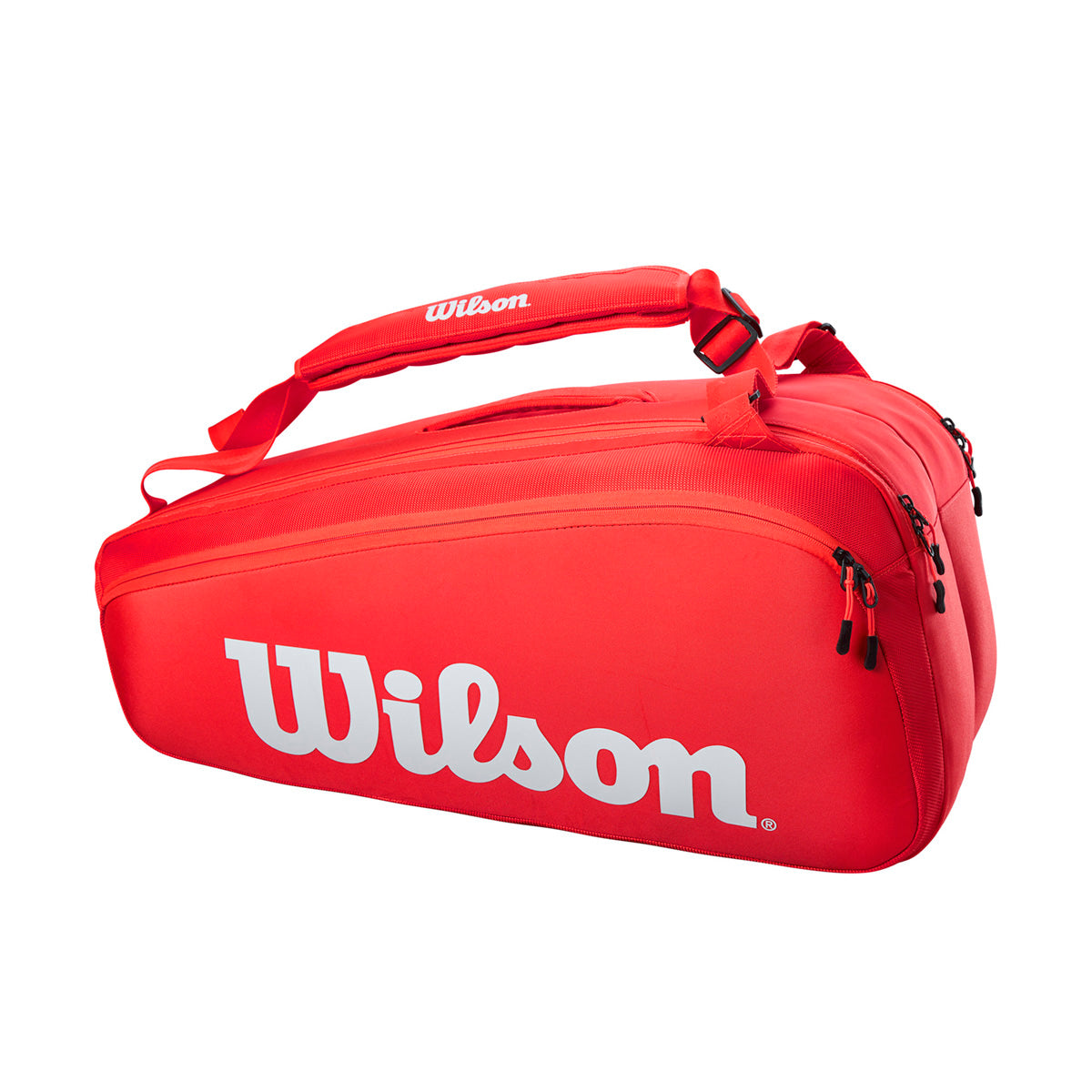 תיק טניס Wilson Super Tour 9 Pack Red | וילסון בצבע אדום עם לוגו וילסון גדול.