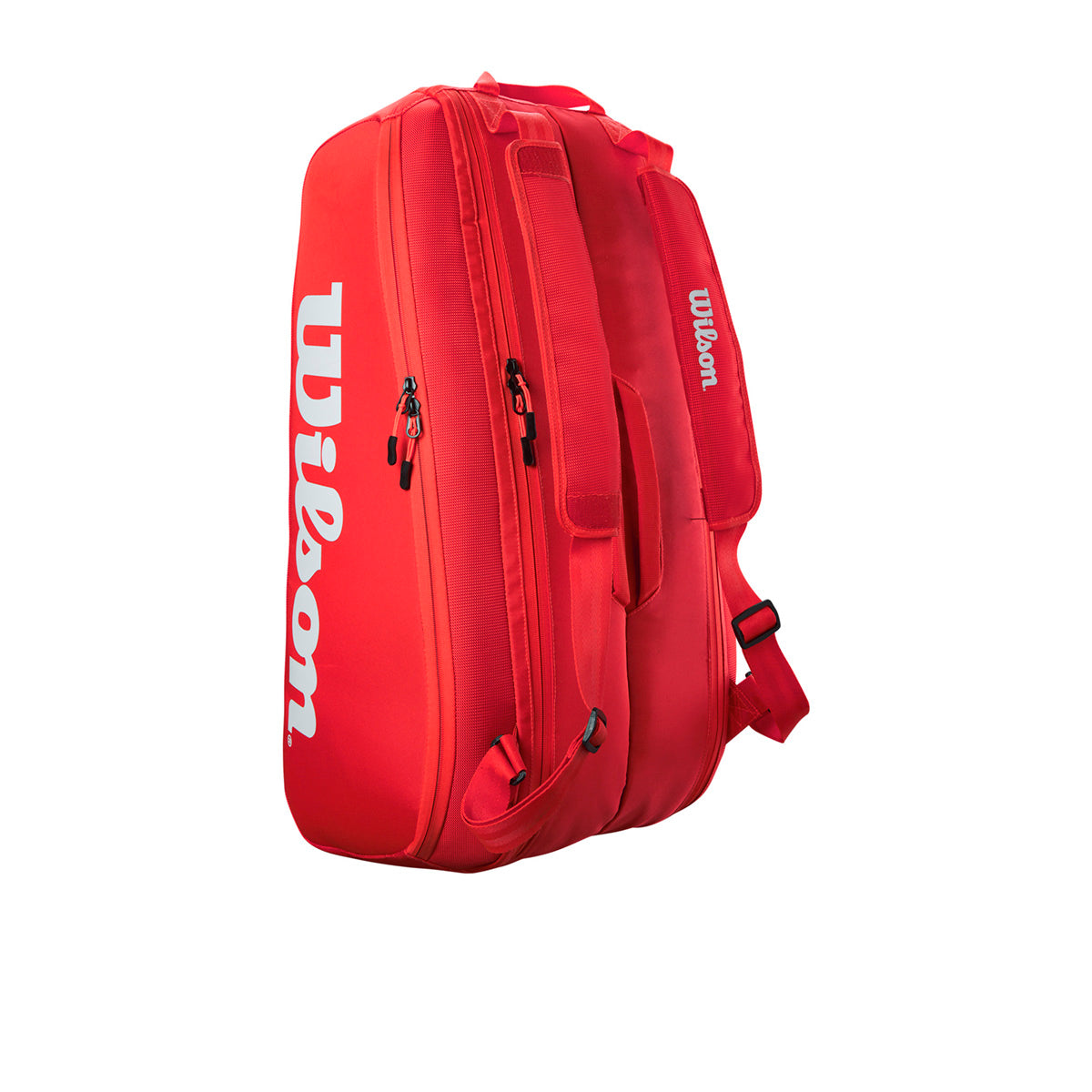 תיק טניס Wilson Super Tour 9 Pack Red | וילסון - תיק איכותי לשחקני טניס עם עיצוב נוח וצבע אדום בולט.