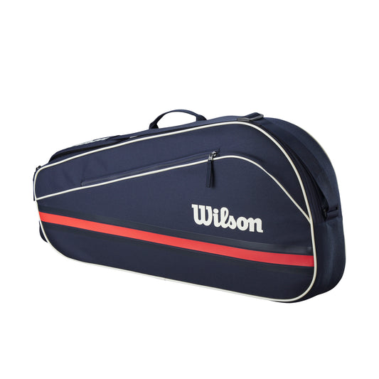 תיק טניס וילסון  | Team 3 Pack Bag Wilson בצבע כחול עם רצועת אדומה ועיצוב מודרני.