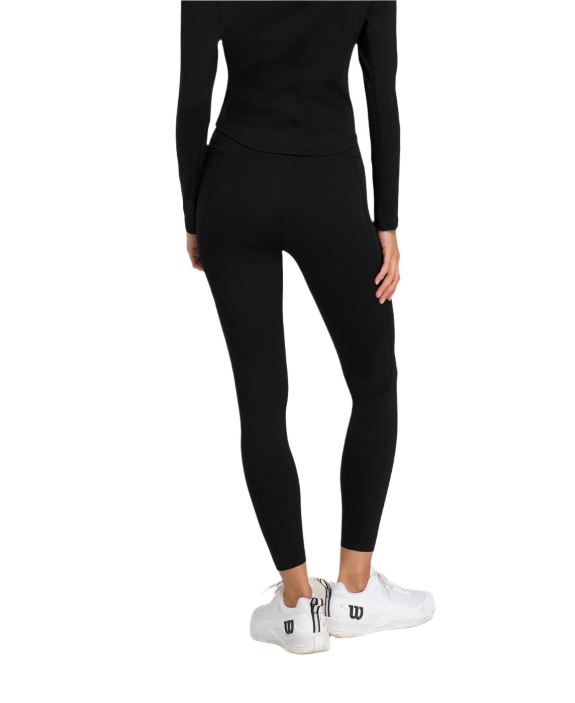 מכנס טייץ וילסון לנשים | Essential Training Tights - טייץ טניס שחורים לנשים בתצוגה אחורית.