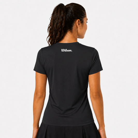 חולצת וי וילסון שחור לבנות ונשים | Women V T-Shirt Wilson