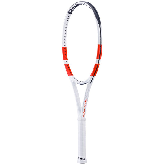 מחבט טניס Babolat Pure Strike 100 Gen4 2024 משקל 300 גרם | בבולט - עיצוב מודרני בצבעים לבן ואדום.