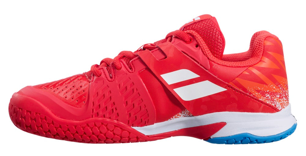 נעלי טניס לילדים Babolat Propulse AC Junior Boy Red | בבולט, דגם אדום עם עיצוב אגרסיבי ותמיכה מצוינת.