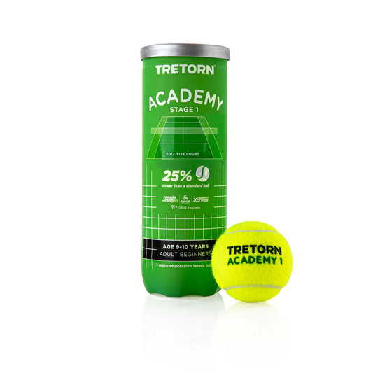 כדורי טניס רכים Tretorn Green 75% (3 כדורים בקופסה) | טרטורן, כדור טניס בצבע צהוב ואריזת קופסה ירוקה.