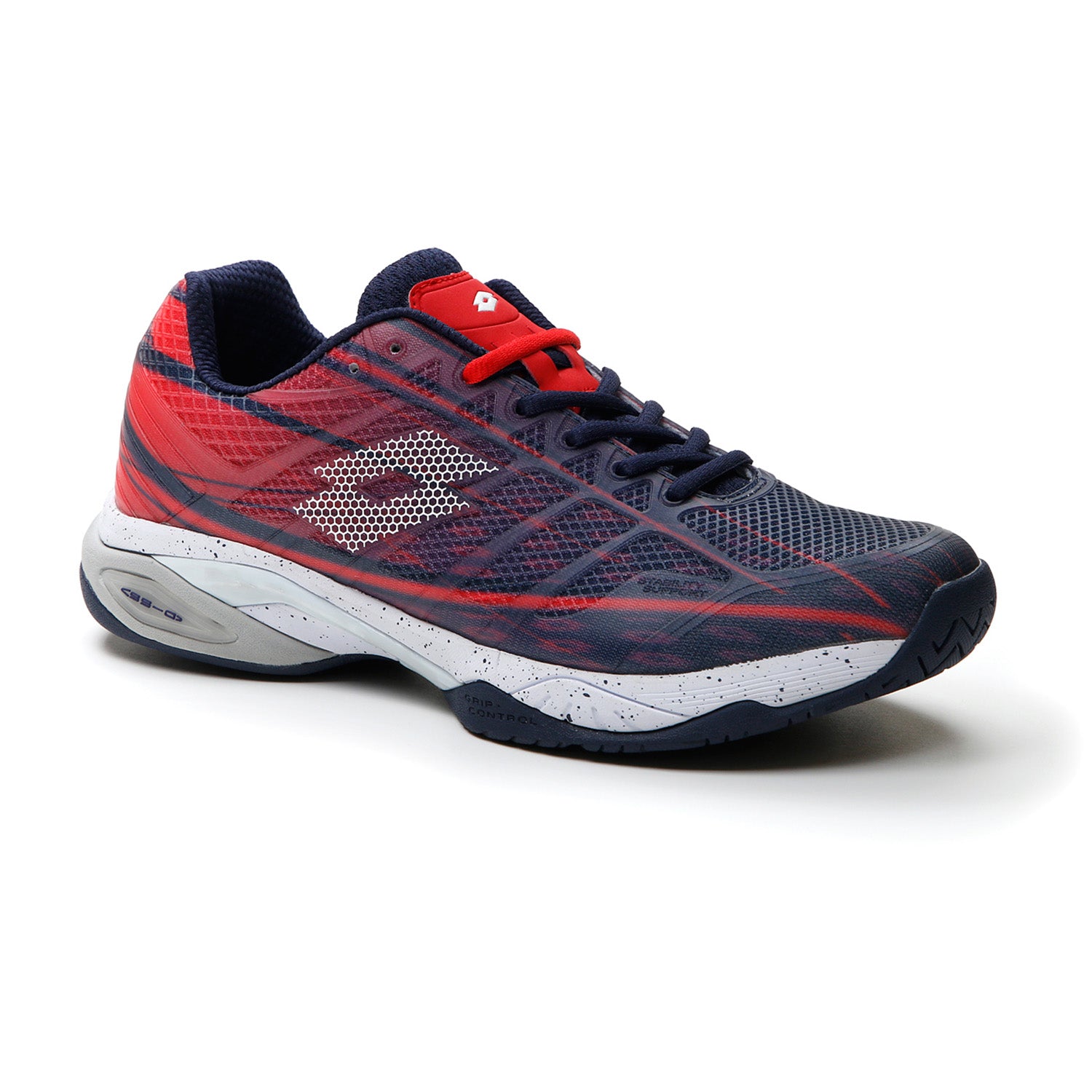 נעלי טניס גברים Lotto Mirage 300 III | לוטו - נעליים בצבעים אדום ונavy עם ריפוד וגמישות.
