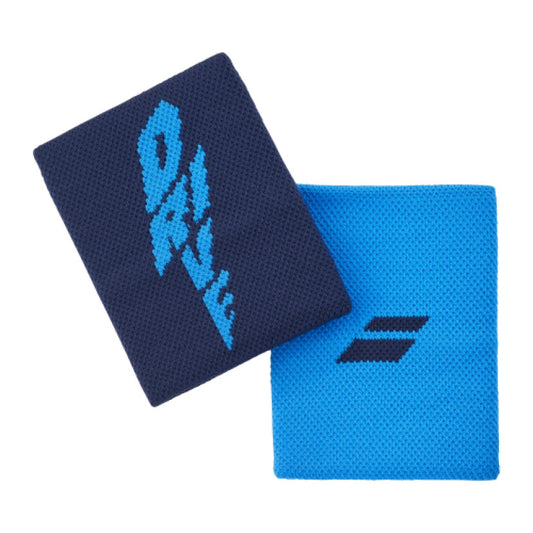 סופג זיעה ג'מבו לספורט בבולט Logo Jumbo Wristband Drive Babolat - זוג סופגי זיעה בצבעים כחול כהה וכחול
