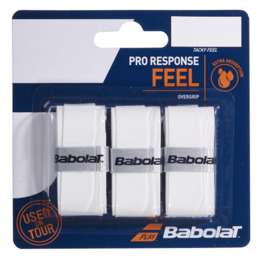 אוברגריפ (Overgrip) בבולט Pro Response Babolat X3 Black/White - חבילה של שלושה אוברגריפים לבנים עם אחיזה טובה.