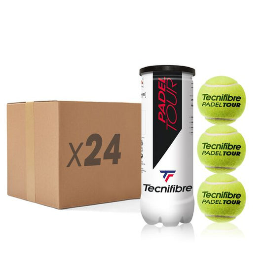 קרטון כדורי פאדל Tecnifibre Padel Tour (24 כדורים) | טכניפייבר עם 3 כדורים לצד קופסה