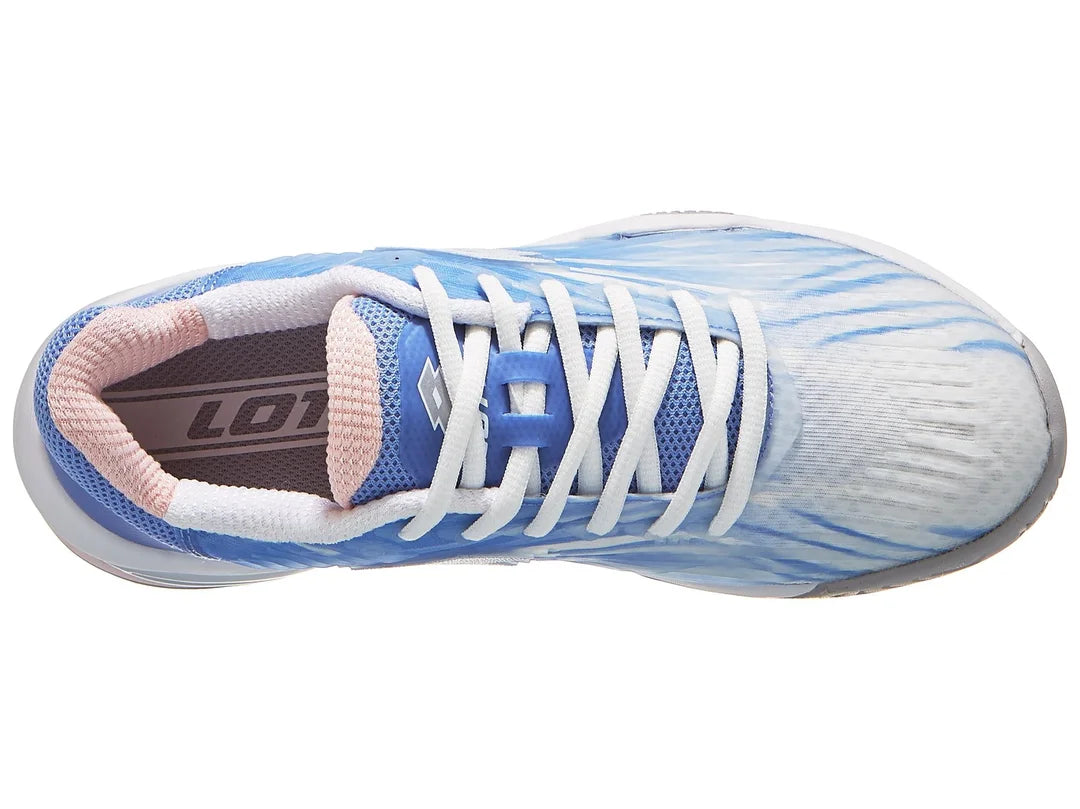 נעלי טניס נשים Lotto Mirage 200 PRT | לוטו - תצוגה מלמעלה של נעלי טניס קלות עם עיצוב צבעוני.